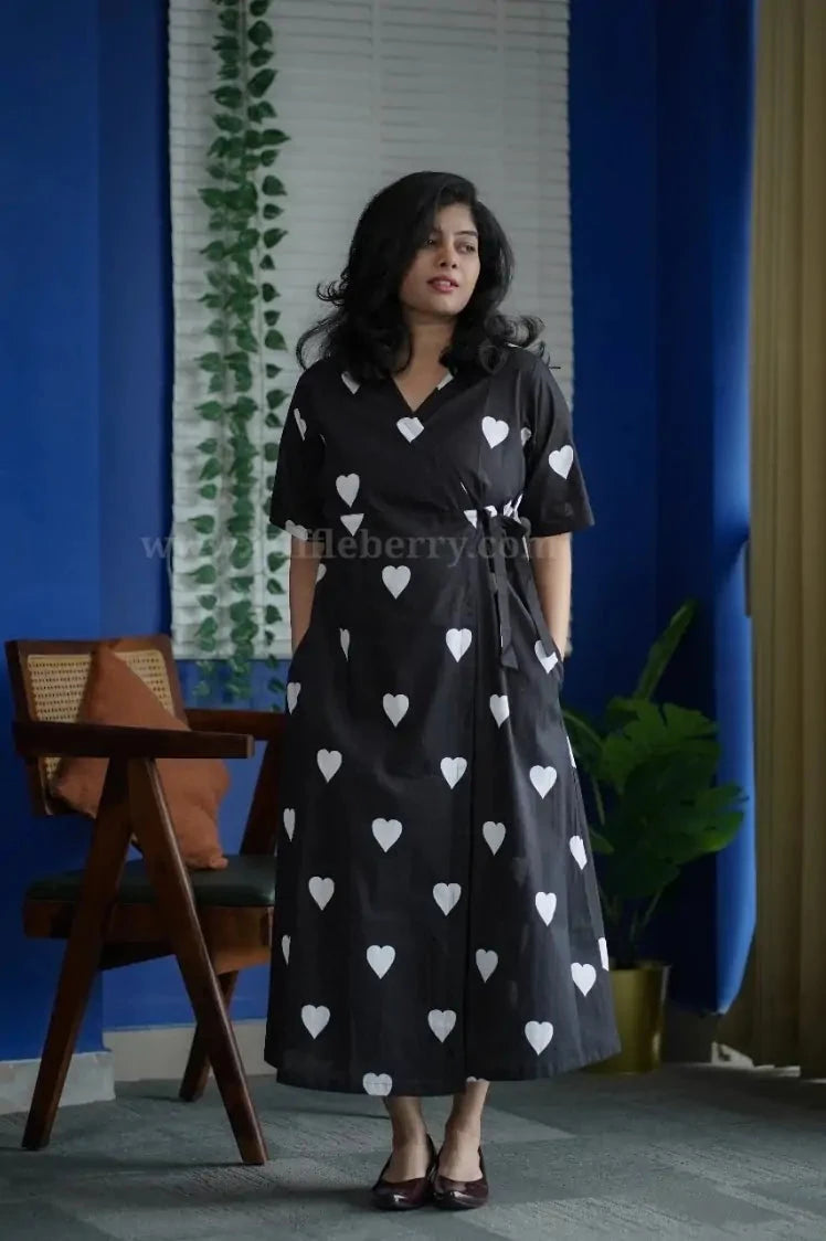 Augusta Black&White Cotton Wrap Dress