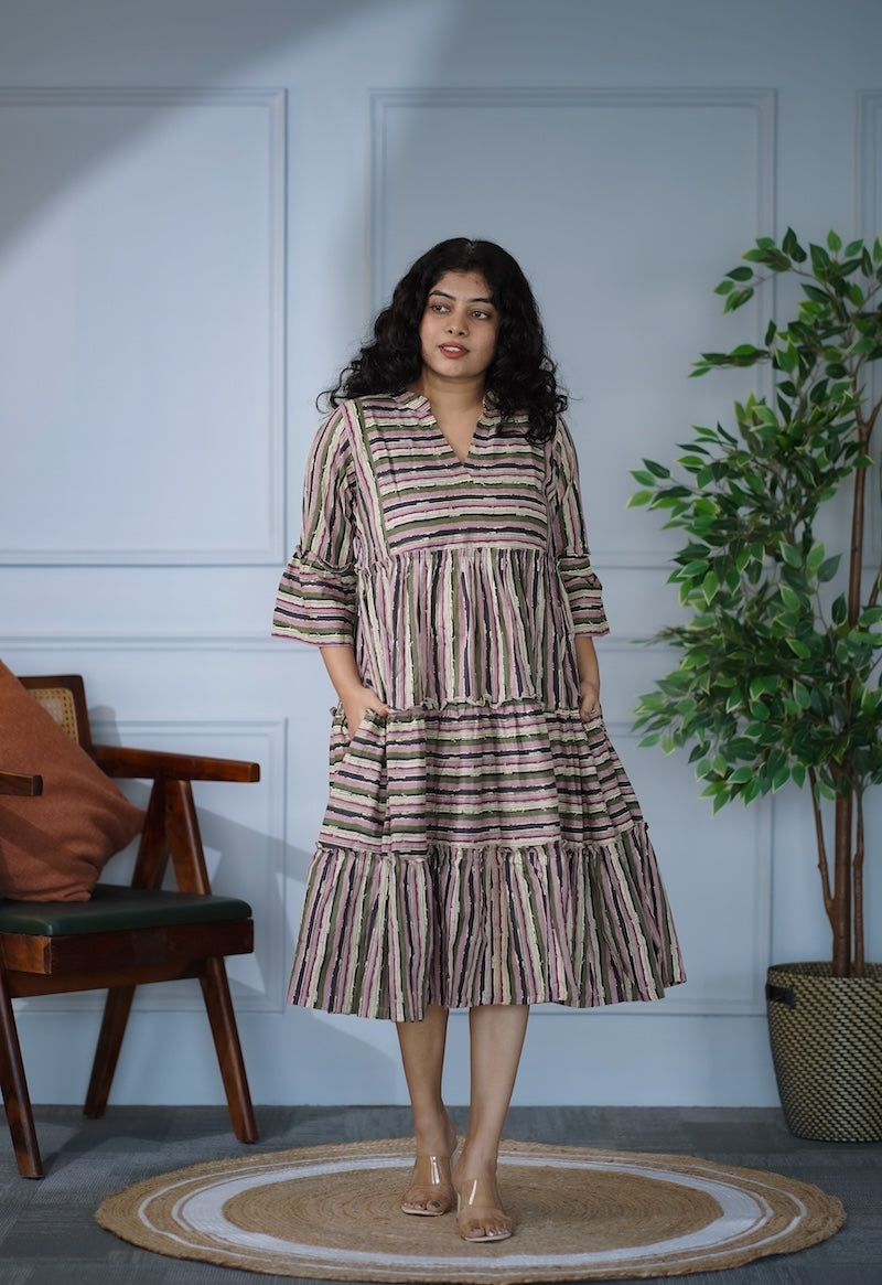 Elira Stripes Cotton Dress