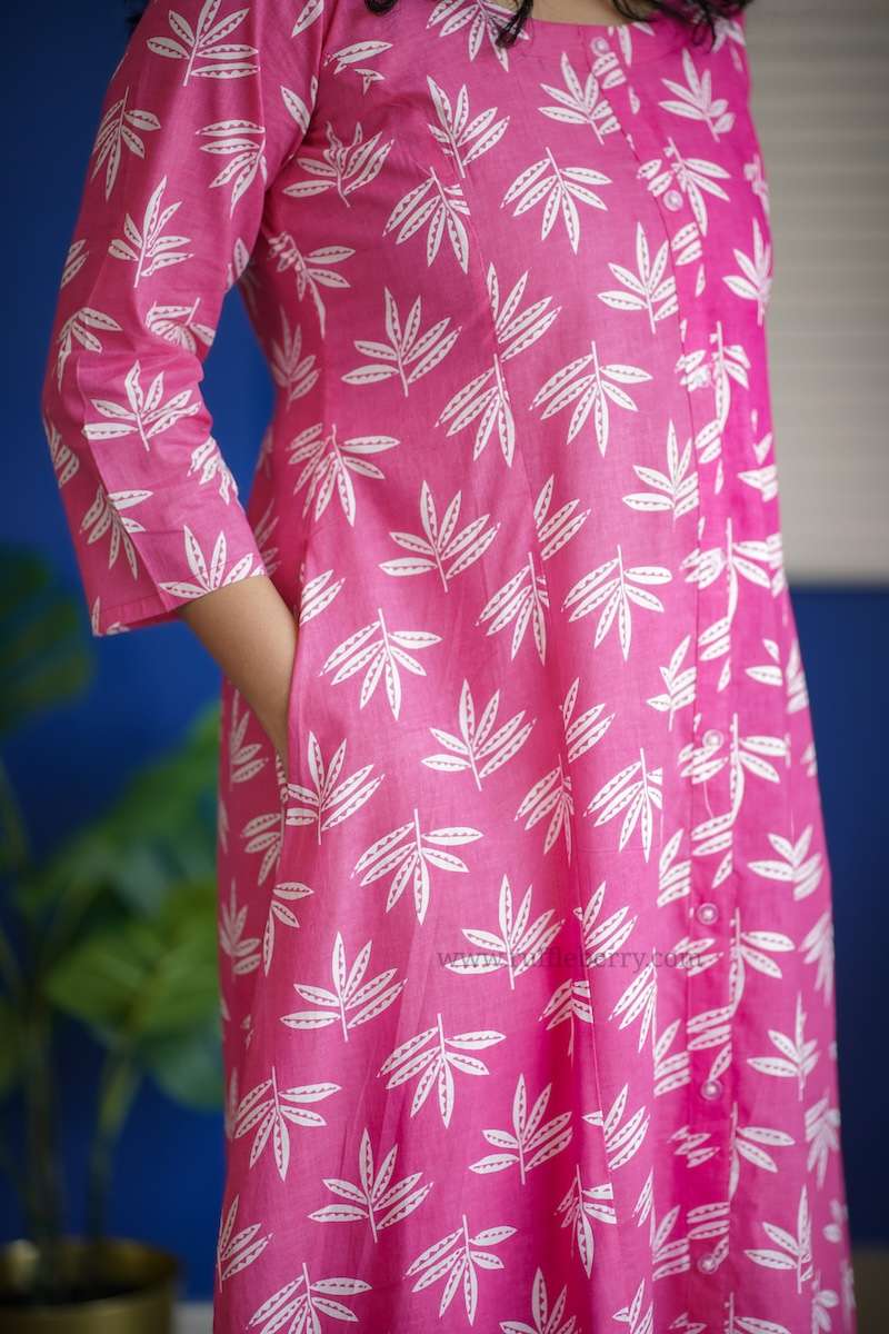 Augusta Pink Cotton Aline Dress