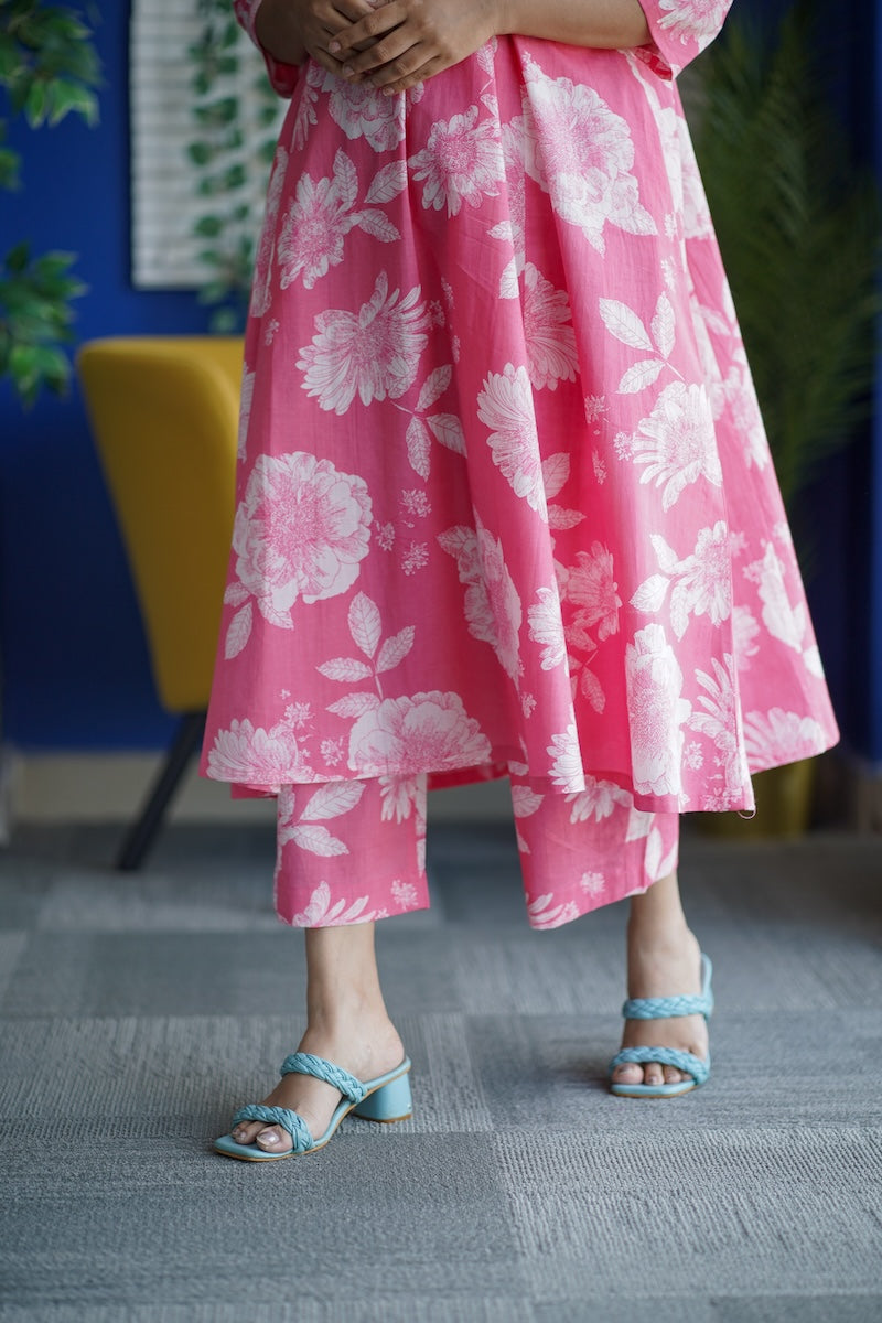 Jaan Pink A-line Cotton Co-ord Set