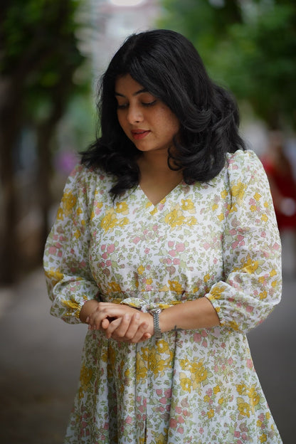 Bloom Chalk Georgette Dress
