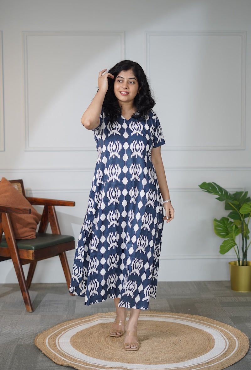 Elira NavyBlue Cotton Dress