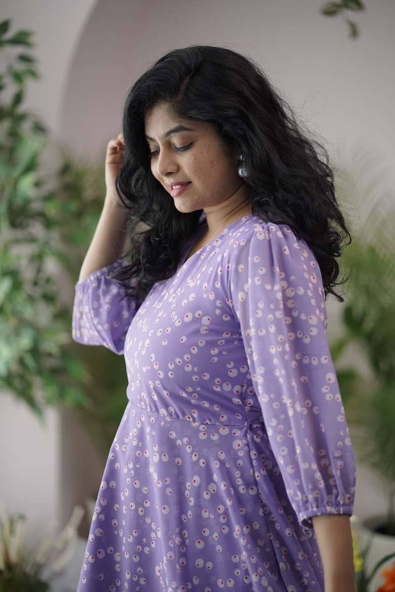 maira lilac georgette layered dress