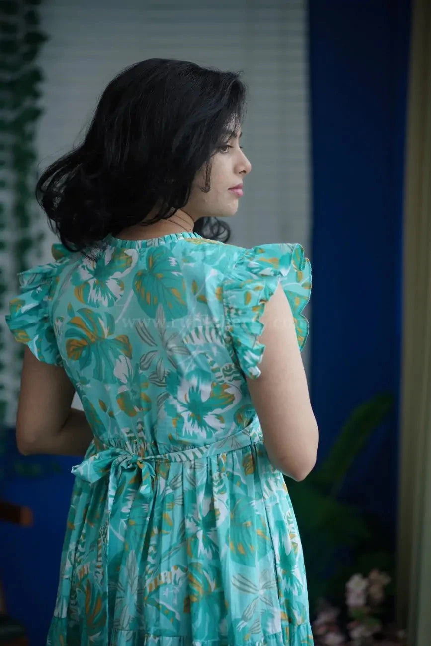 augusta seagreen cotton tier dress