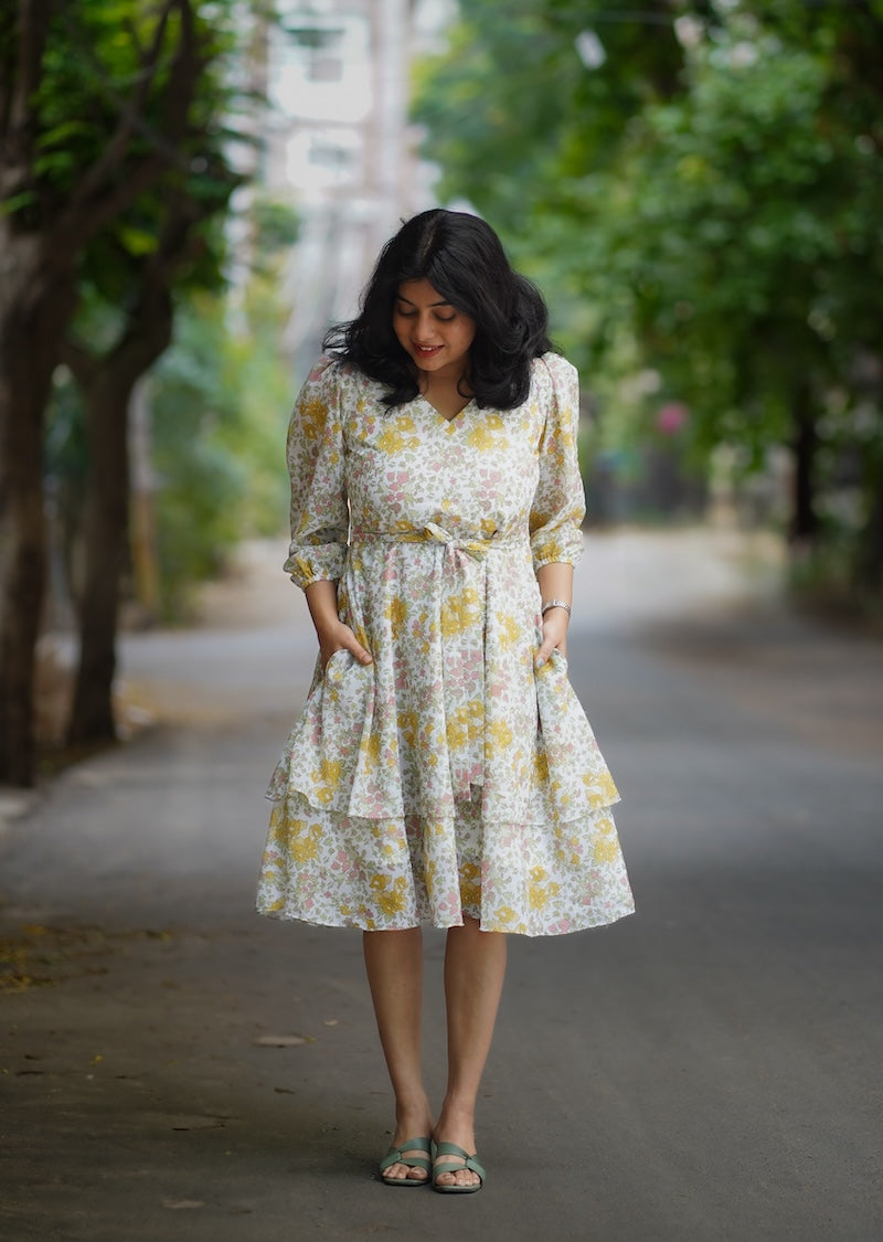 Bloom Chalk Georgette Dress