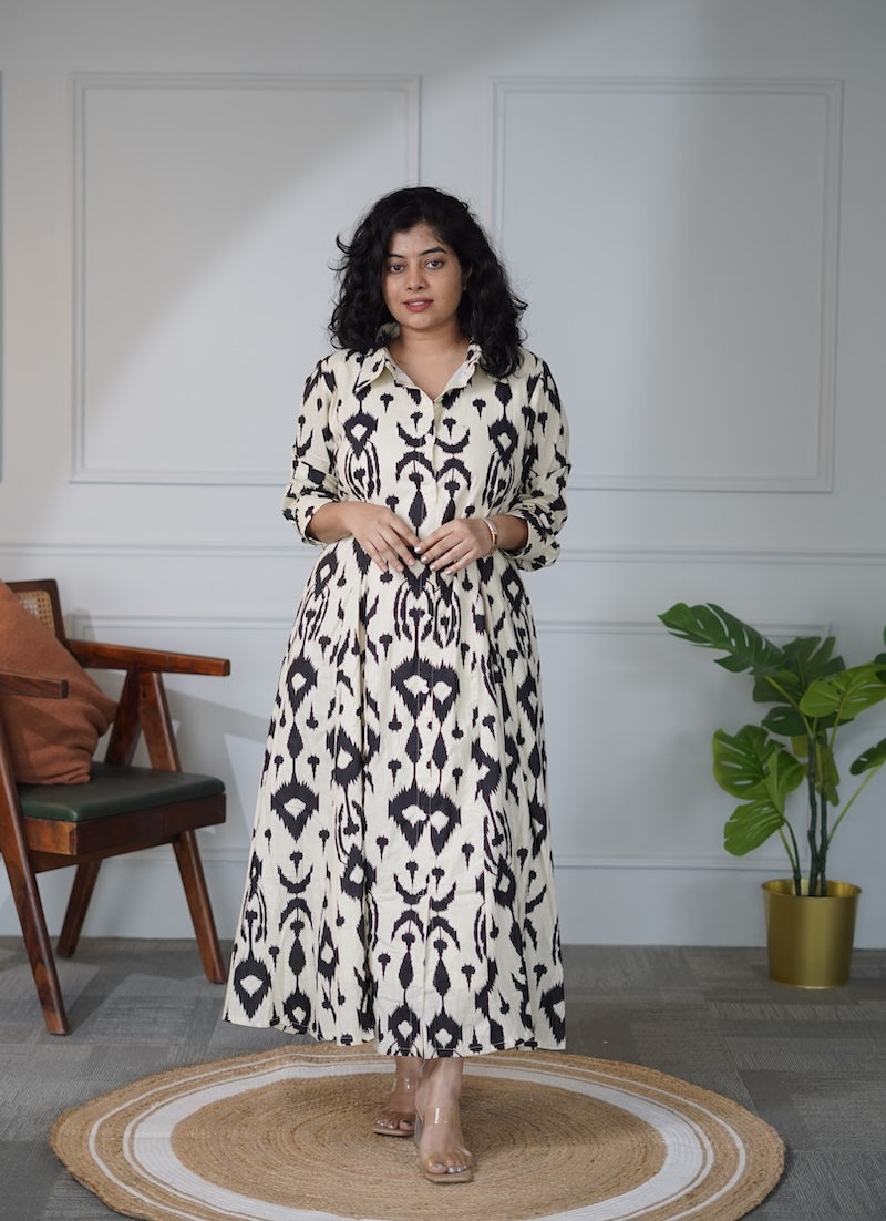 Elira Abstract Cotton Shirt Dress