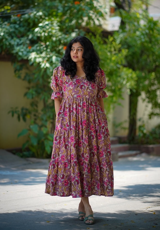 Chelsea Raspberry Cotton Tier Dress image 7