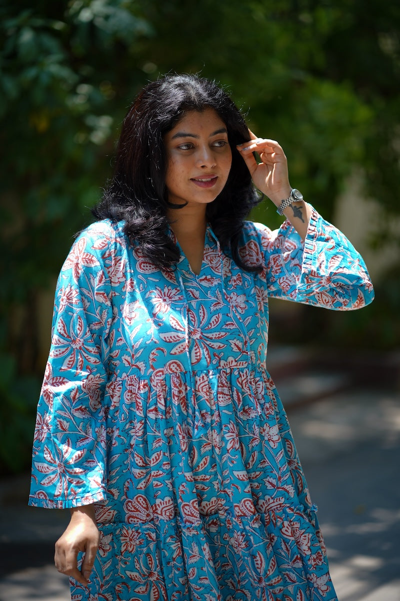 Emily Turquoise Cotton Dress