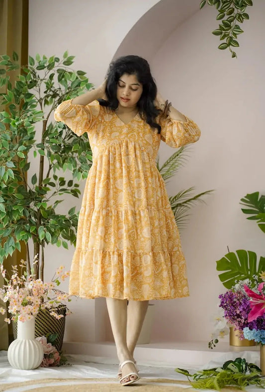 Maira Paisley Georgette Dress