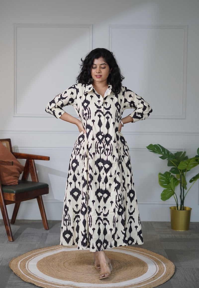 Elira Abstract Cotton Shirt Dress