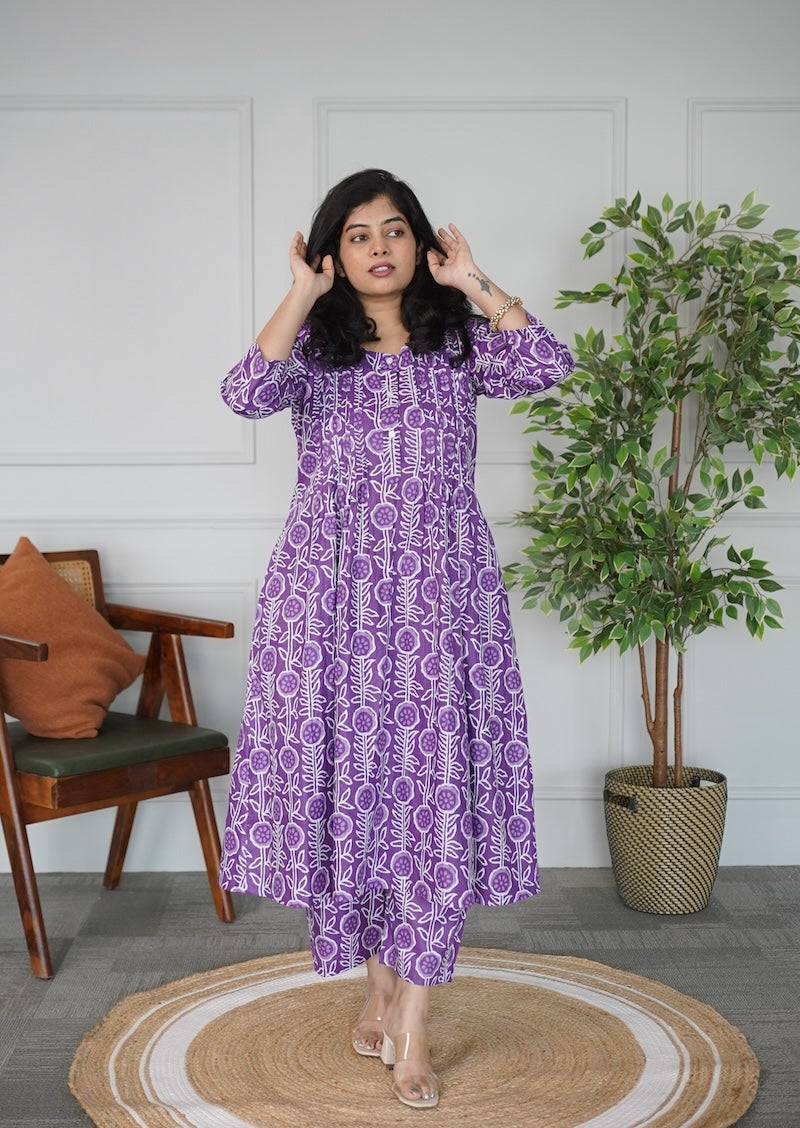 Violet A-line Cotton Co-ord Set image 0