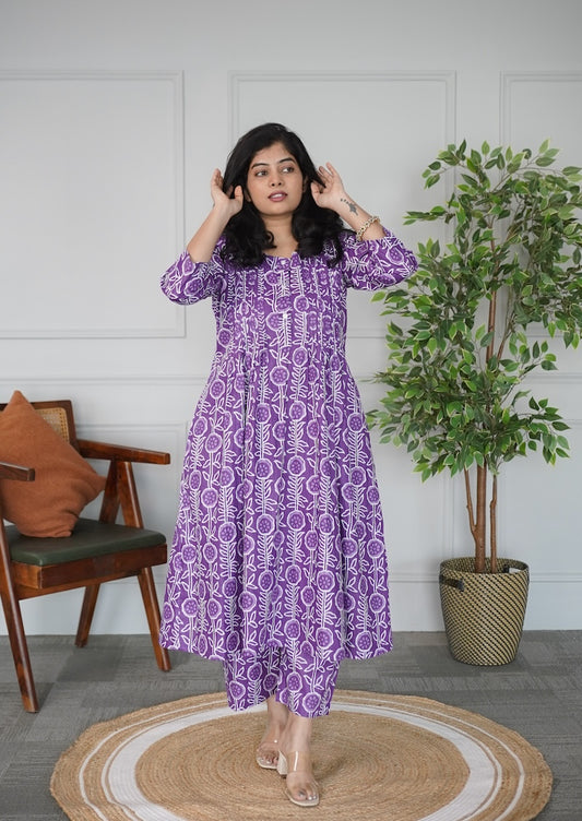 Violet A-line Cotton Co-ord Set image 0