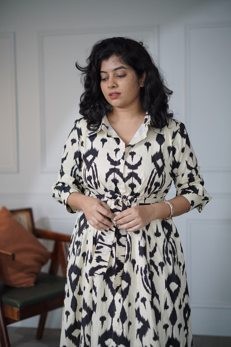 elira abstract cotton shirt dress