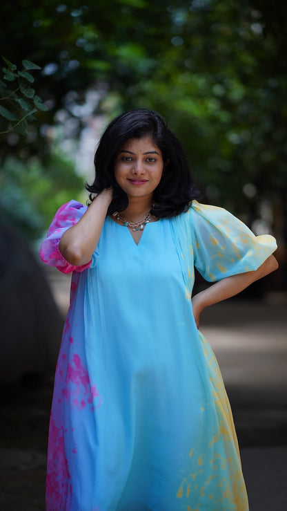 Poppy Multicolour Georgette Dress image 3
