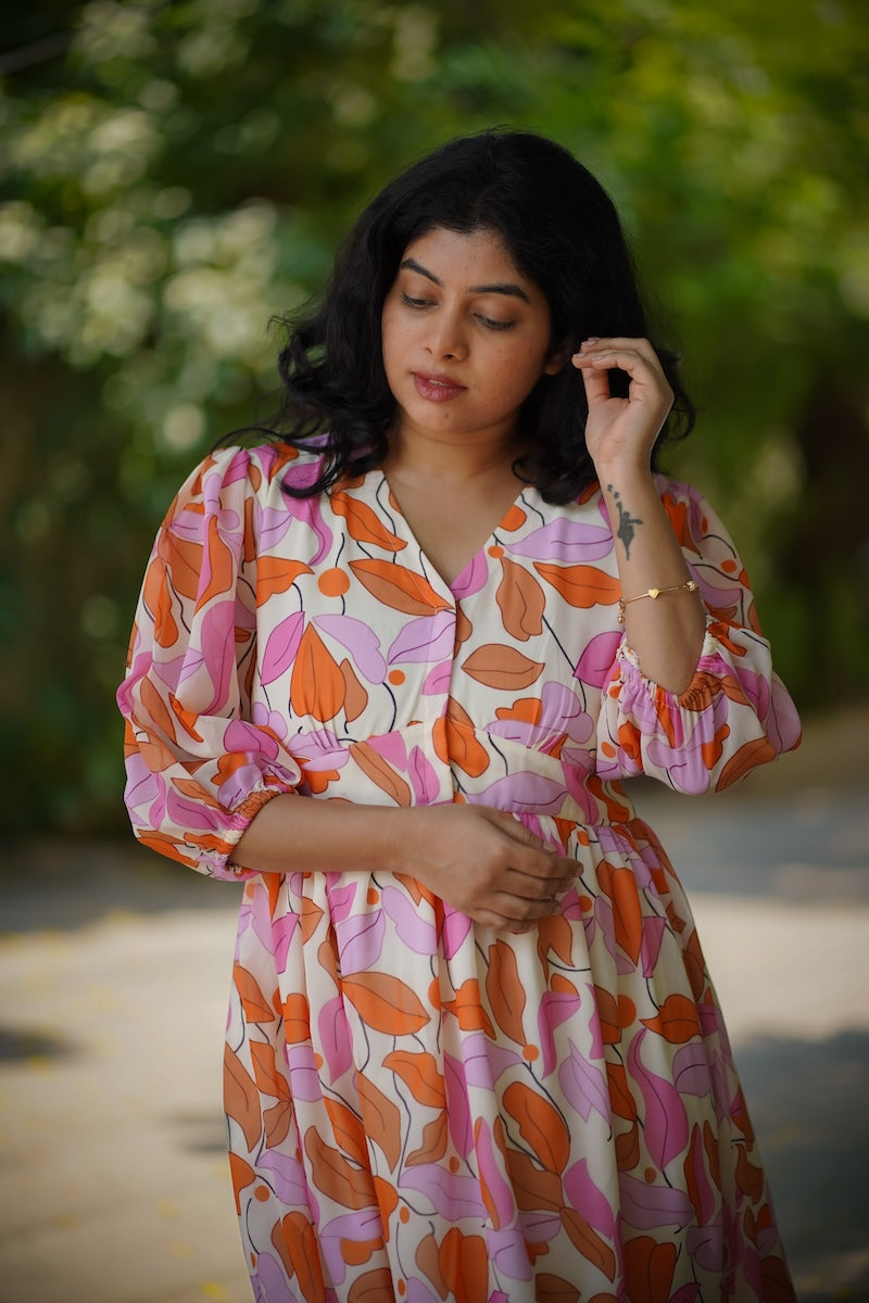 Savina Multifloral Georgette Dress