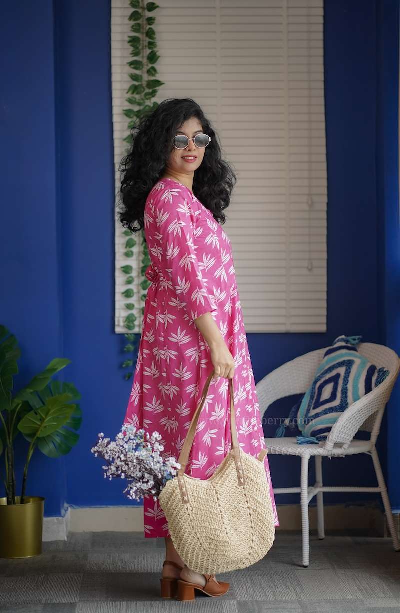 Augusta Pink Cotton Aline Dress