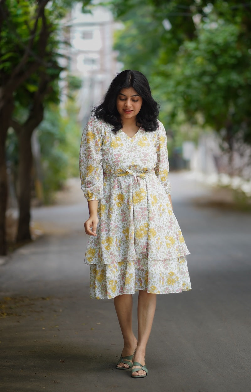 Bloom Chalk Georgette Dress