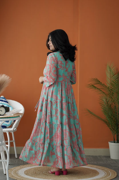 Sol Mint Green Collared Tier Dress