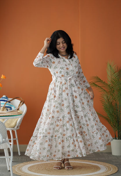 Sol Ivory Collared Tier Dress