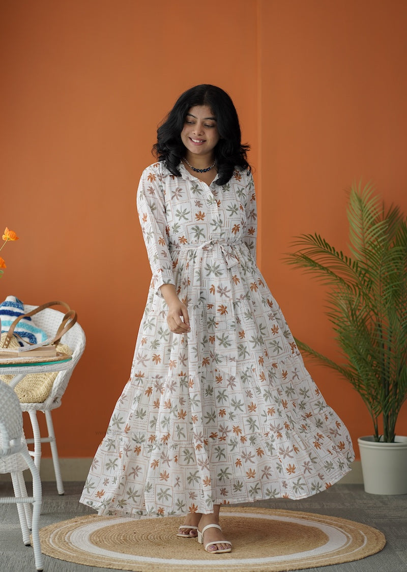 sol ivory collared tier dress
