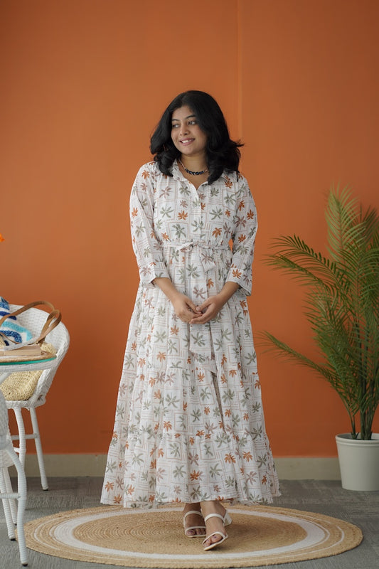 Sol Ivory Collared Tier Dress