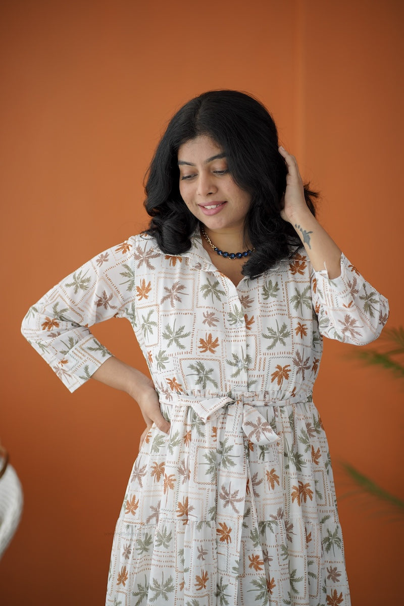 sol ivory collared tier dress