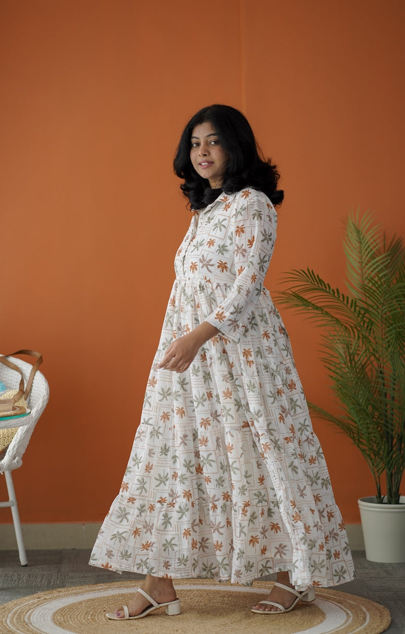 sol ivory collared tier dress