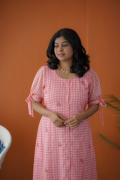 Sol Pink Gingham A-line Dress