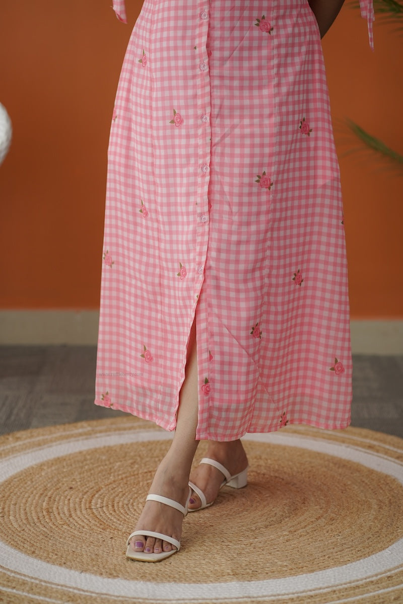 sol pink gingham a-line dress