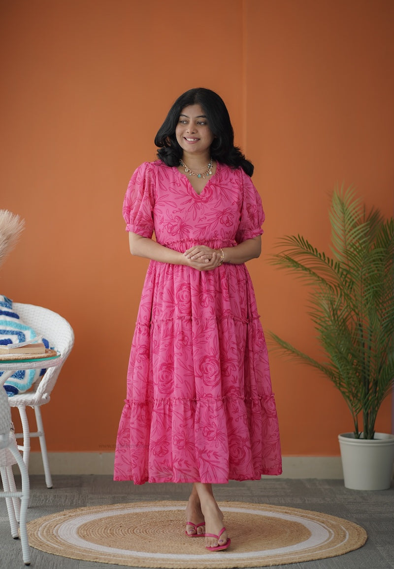sol hotpink tier dress