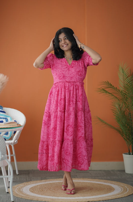 Sol Hotpink Tier Dress