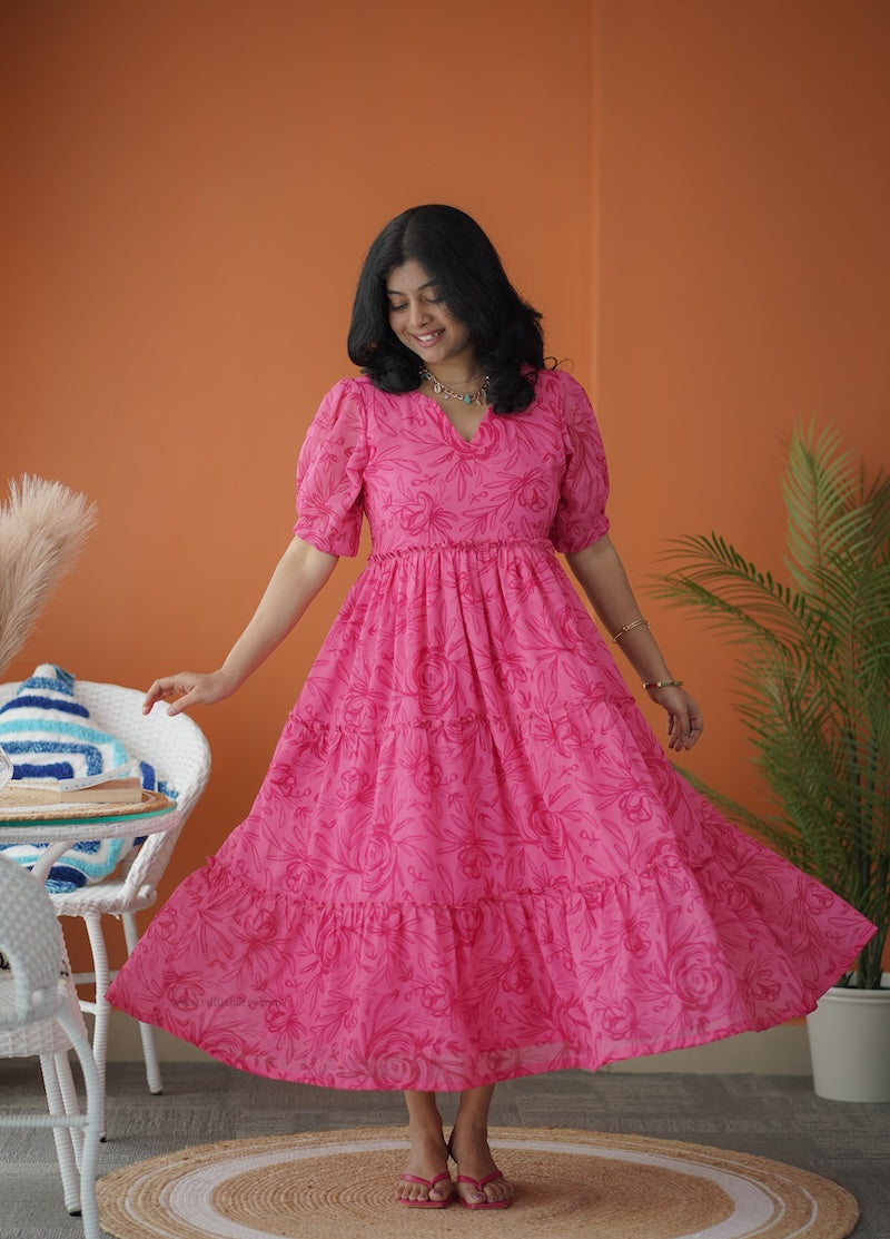 sol hotpink tier dress
