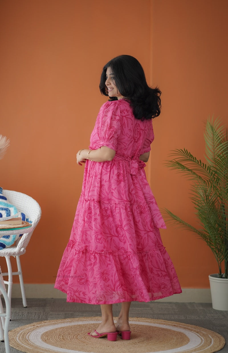 sol hotpink tier dress