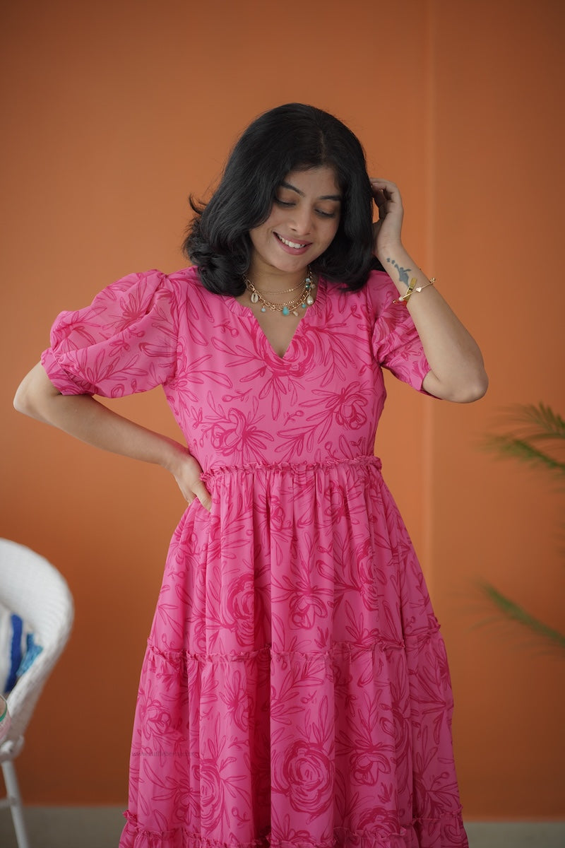 sol hotpink tier dress