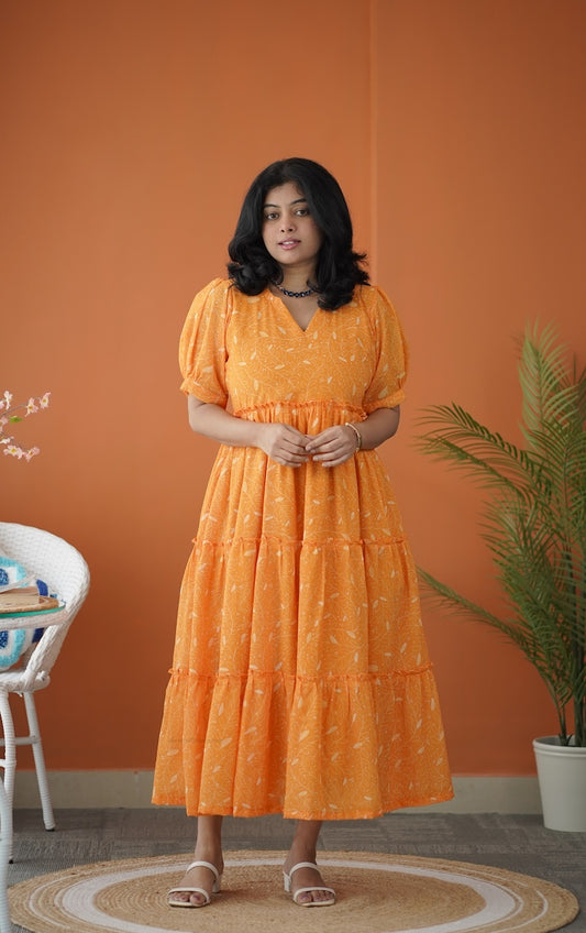 Sol Gold Tier Dress