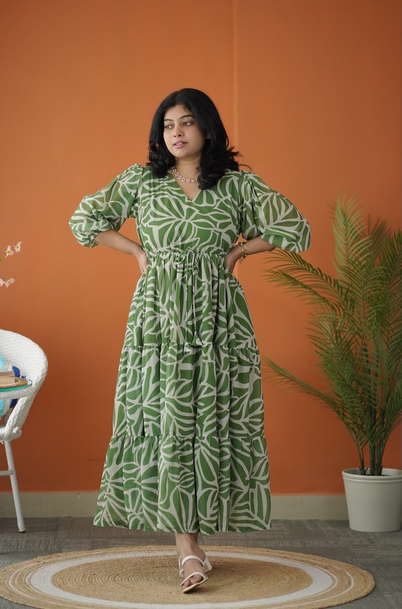 sol fresh green tier dori dress