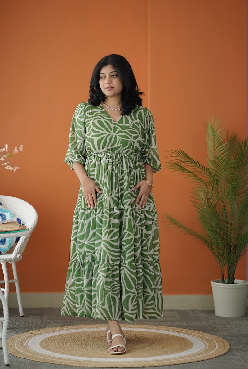 sol fresh green tier dori dress