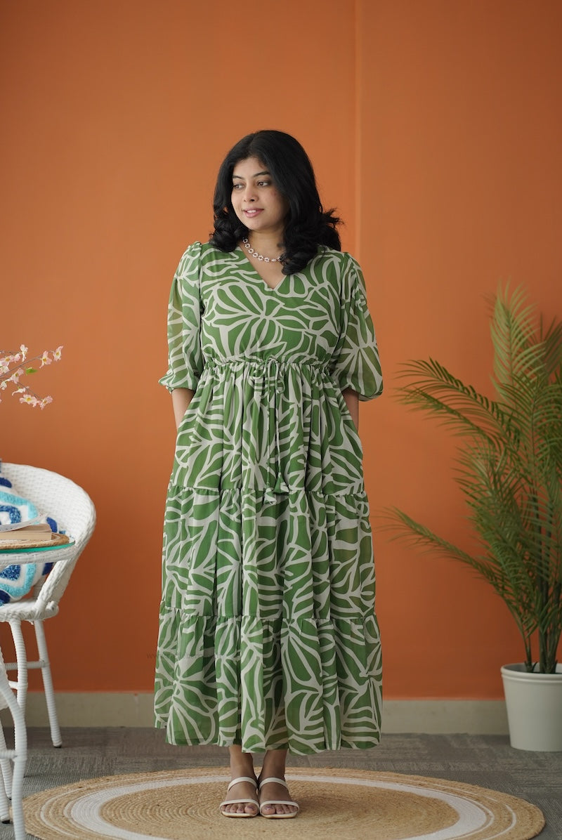 sol fresh green tier dori dress