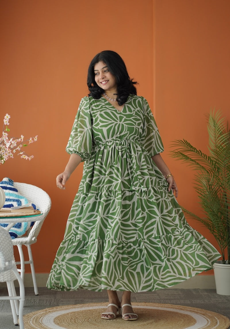 sol fresh green tier dori dress