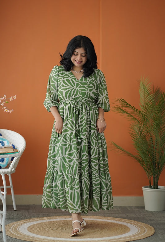 Sol Fresh Green Tier Dori Dress