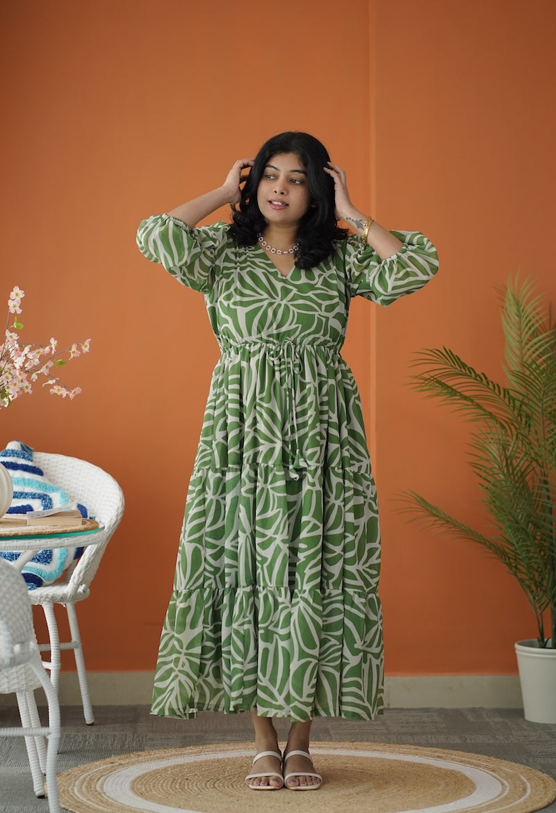 sol fresh green tier dori dress