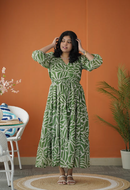 Sol Fresh Green Tier Dori Dress