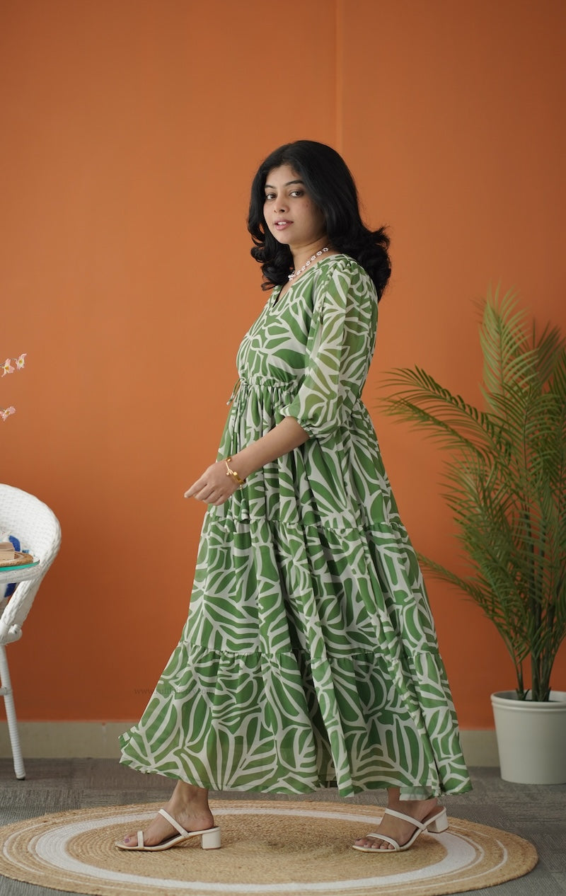 sol fresh green tier dori dress
