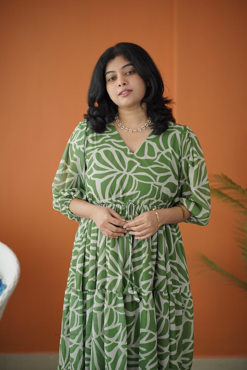 sol fresh green tier dori dress