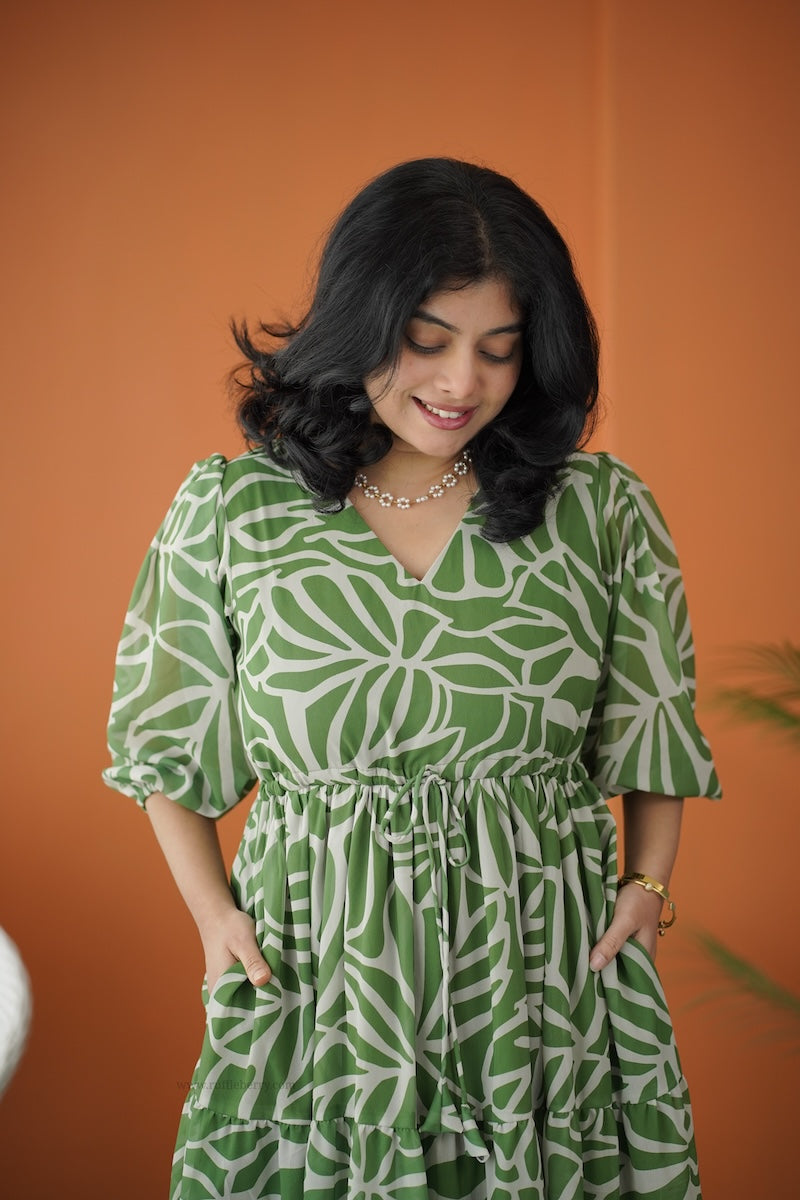 sol fresh green tier dori dress