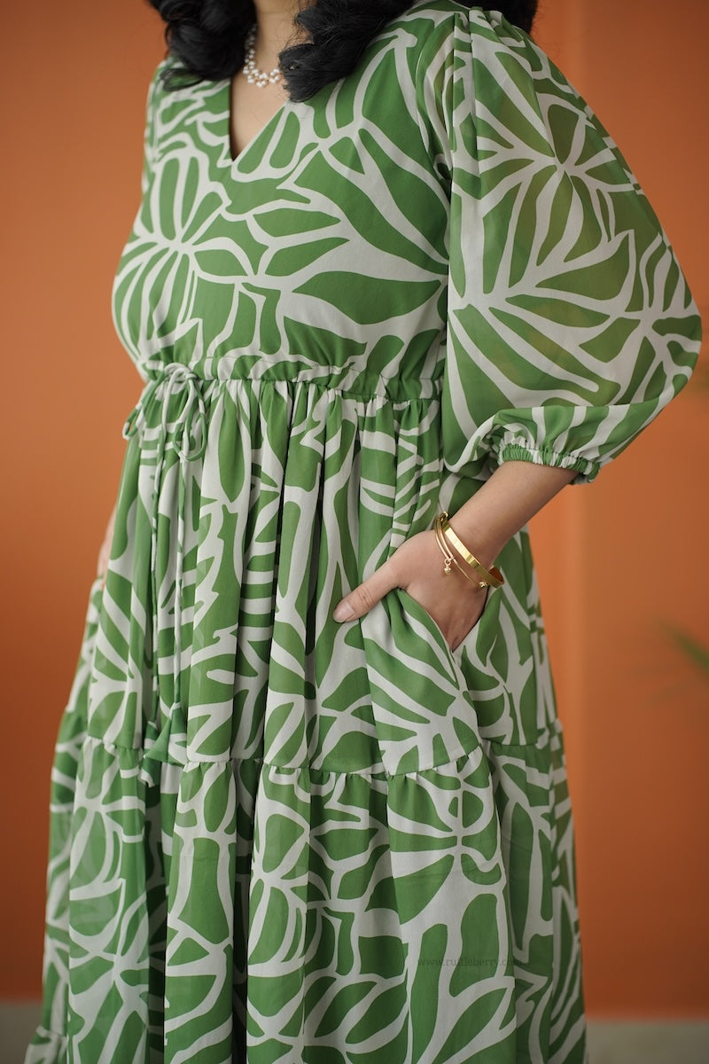 sol fresh green tier dori dress