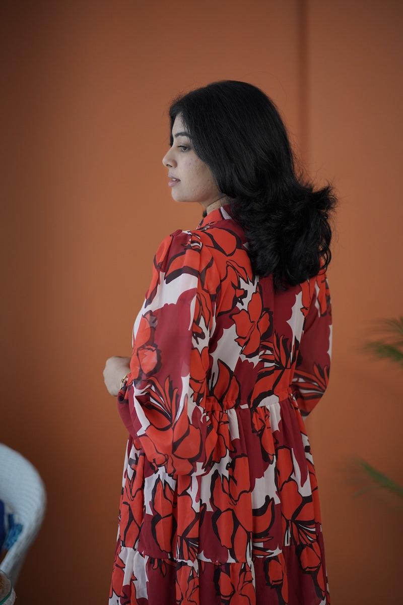 sol gloss maroon tier dress