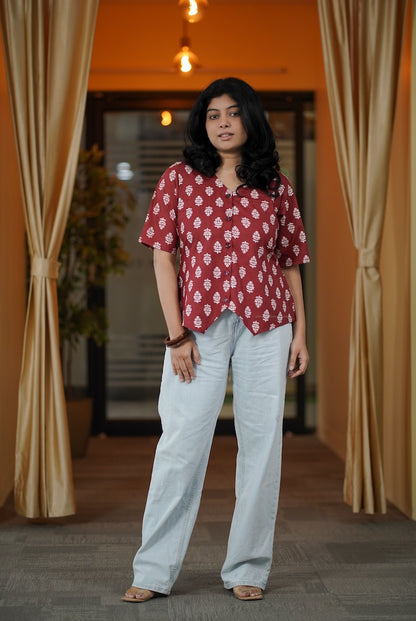 Red Wine Vest Style Short Kurti