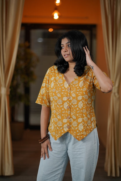 Mustard Yellow Vest Style Short Kurti