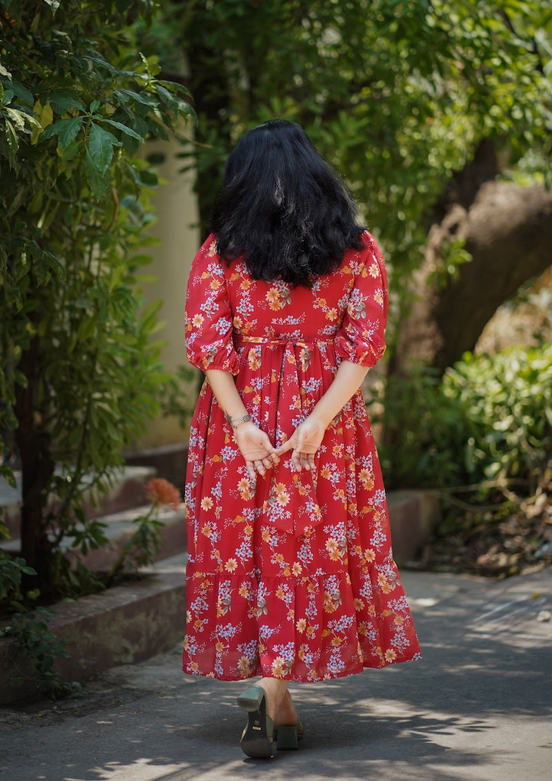 Bloom WarmRed Georgette Dress (Copy)